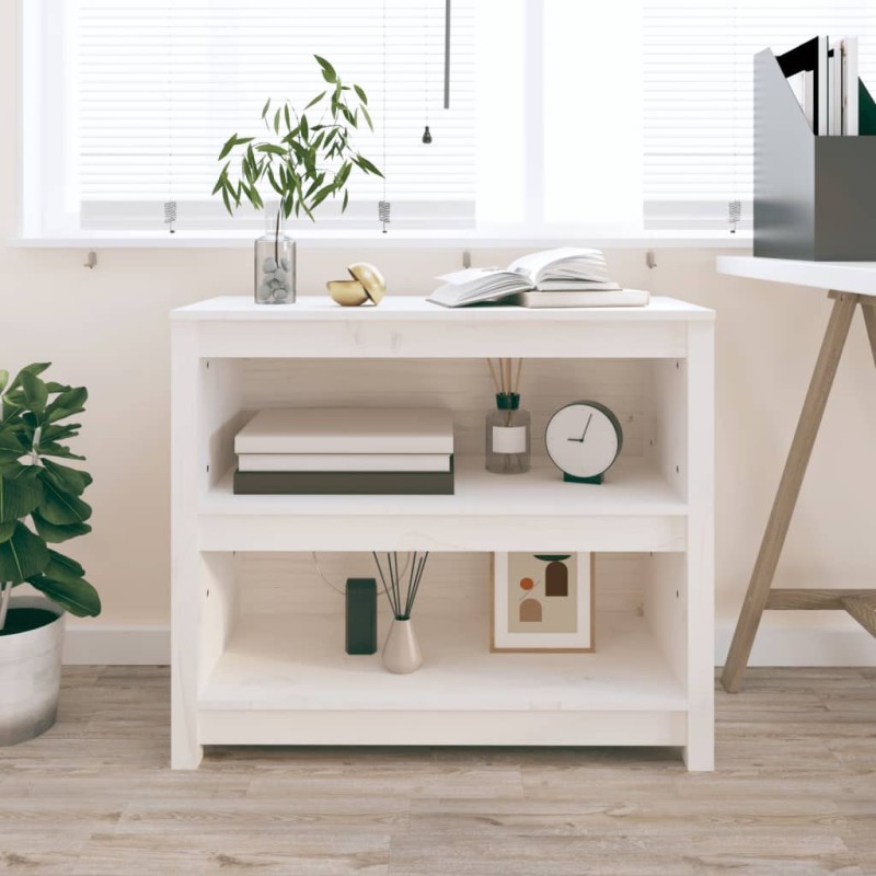vidaXL Estantería madera maciza de pino blanca 80x35x68 cm vidaXL Estantería madera maciza de pino blanca 80x35x68 cm