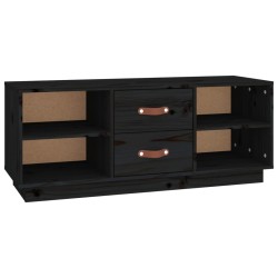 vidaXL Mueble de TV de madera maciza de pino negro 100x34x40 cm