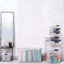 vidaXL Cajas de almacenamiento con tapa 2 unidades transparente 7 L
