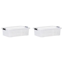 vidaXL Cajas de almacenamiento con tapa 2 unidades transparente 7 L