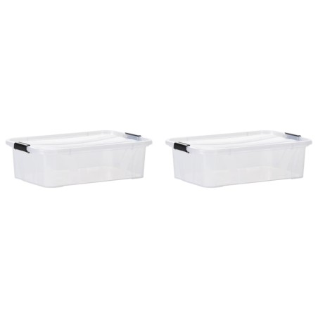vidaXL Cajas de almacenamiento con tapa 2 unidades transparente 7 L