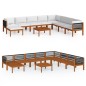 vidaXL Muebles de jardín 9 pzas cojines crema madera maciza de acacia vidaXL Muebles de jardín 9 pzas cojines crema madera maciza de acacia