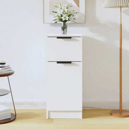 vidaXL Aparador de madera contrachapada blanco brillante 30x30x70 cm
