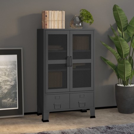 vidaXL Baúl de almacenaje industrial metal antracita 70x40x115 cm