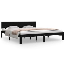 vidaXL Estructura de cama madera maciza negro 180x200 cm