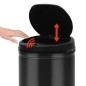 vidaXL Cubo de basura con sensor automático 40L acero al carbono negro vidaXL Cubo de basura con sensor automático 40L acero al carbono negro