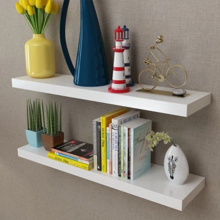 vidaXL Estantes flotantes de pared 2 uds MDF blanco para libros/DVD 