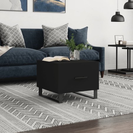 vidaXL Mesa de centro madera contrachapada negro 50x50x40 cm