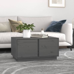 vidaXL Mesa de centro madera maciza de pino gris 80x50x40 cm