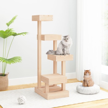 vidaXL Árbol para gatos madera maciza de pino 45,5x49x103 cm 
