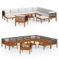vidaXL Muebles de jardín 12 pzas cojines crema madera maciza acacia 