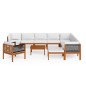 vidaXL Muebles de jardín 12 pzas cojines crema madera maciza acacia 