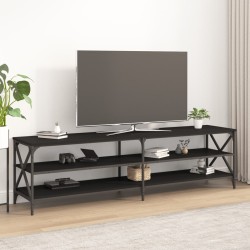 vidaXL Mueble de TV madera contrachapada negro 180x40x50 cm