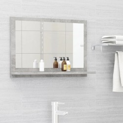 vidaXL Espejo de baño madera contrachapada gris hormigón 60x10,5x37 cm