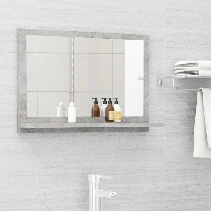 vidaXL Espejo de baño madera contrachapada gris hormigón 60x10,5x37 cm vidaXL Espejo de baño madera contrachapada gris hormigón 60x10,5x37 cm