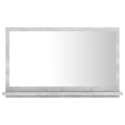 vidaXL Espejo de baño madera contrachapada gris hormigón 60x10,5x37 cm