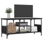 vidaXL Mueble de TV hierro y madera contrachapada negro 100x35x45 cm