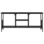 vidaXL Mueble de TV hierro y madera contrachapada negro 100x35x45 cm