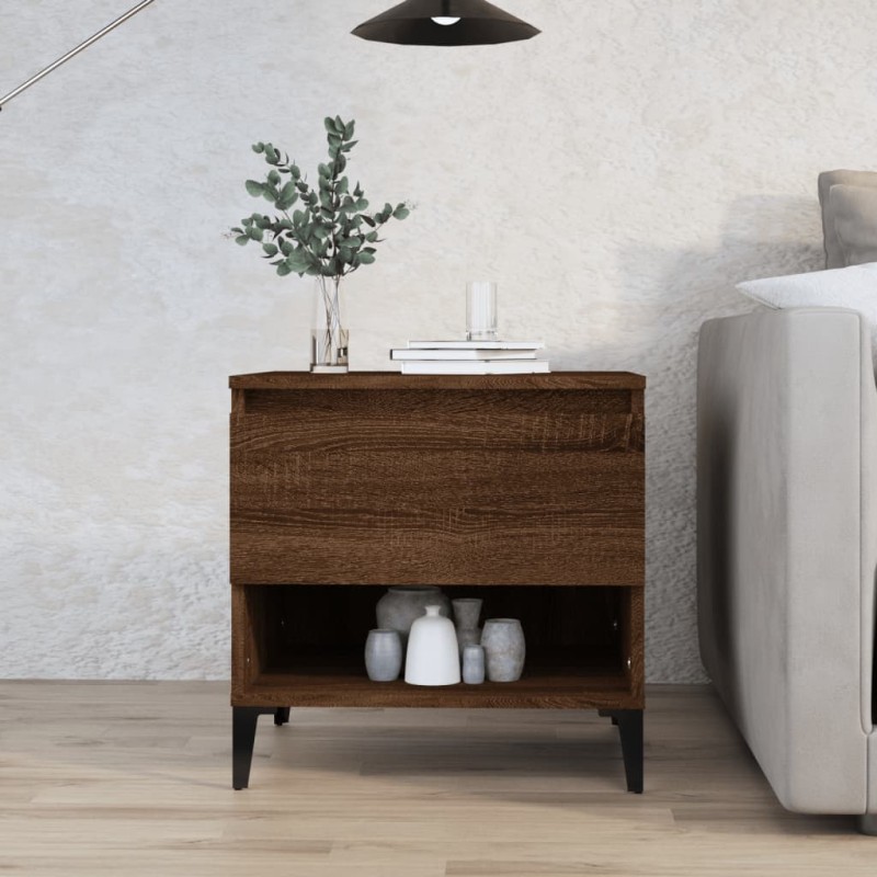 vidaXL Mesa auxiliar madera contrachapada roble marrón 50x46x50 cm vidaXL Mesa auxiliar madera contrachapada roble marrón 50x46x50 cm