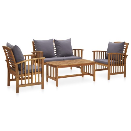 vidaXL Muebles de jardín 4 piezas con cojines madera maciza de acacia 