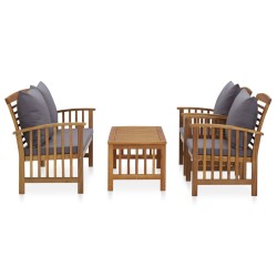 vidaXL Muebles de jardín 4 piezas con cojines madera maciza de acacia 