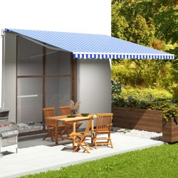 vidaXL Tela de repuesto para toldo azul y blanco 5x3,5 m
