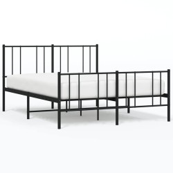 vidaXL Estructura de cama cabecero y pie de cama metal negro 140x190cm