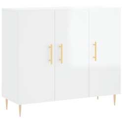 vidaXL Aparador de madera de ingeniería blanco brillo 90x34x80 cm