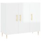 vidaXL Aparador de madera de ingeniería blanco brillo 90x34x80 cm vidaXL Aparador de madera de ingeniería blanco brillo 90x34x80 cm