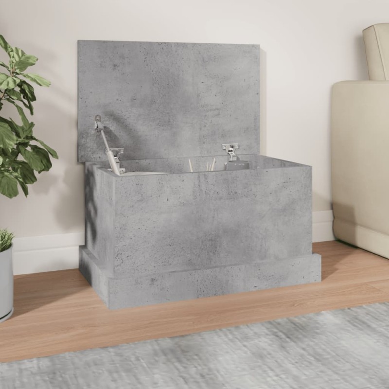 vidaXL Baúl almacenaje madera contrachapada gris hormigón 50x30x28 cm vidaXL Baúl almacenaje madera contrachapada gris hormigón 50x30x28 cm
