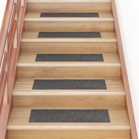 vidaXL Alfombrilla autoadhesiva de escalera 15 uds antracita 76x20 cm