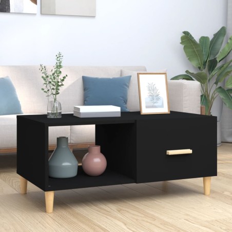 vidaXL Mesa de centro madera contrachapada negro 89,5x50x40 cm