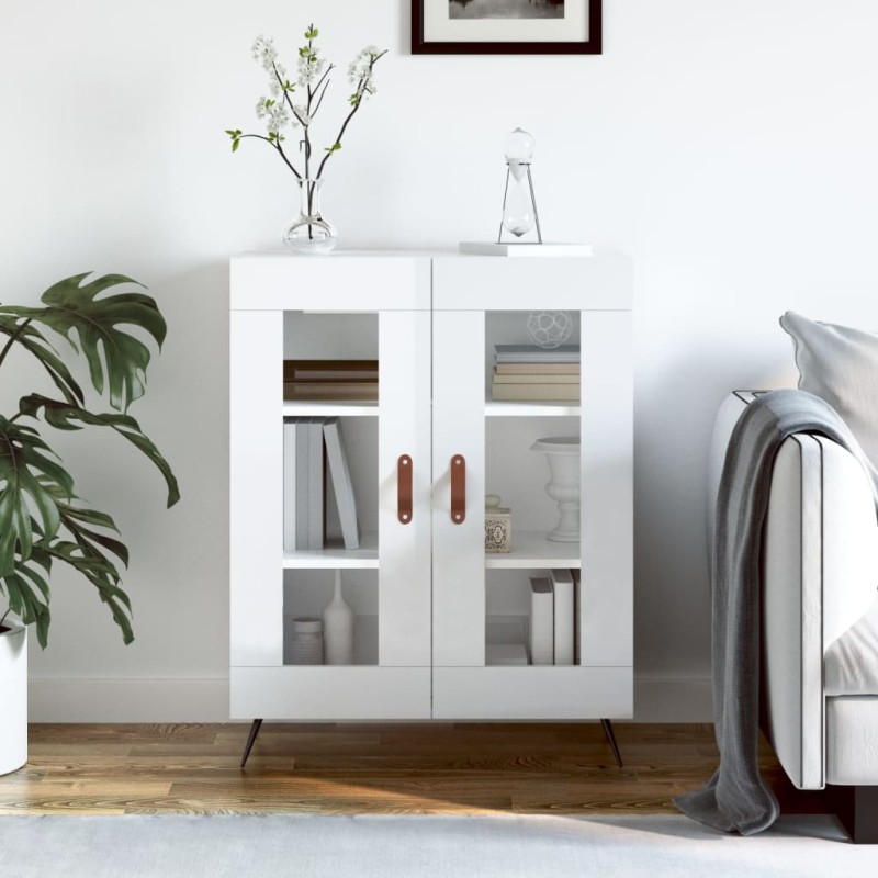 vidaXL Aparador de madera contrachapada blanco brillante 69,5x34x90 cm vidaXL Aparador de madera contrachapada blanco brillante 69,5x34x90 cm