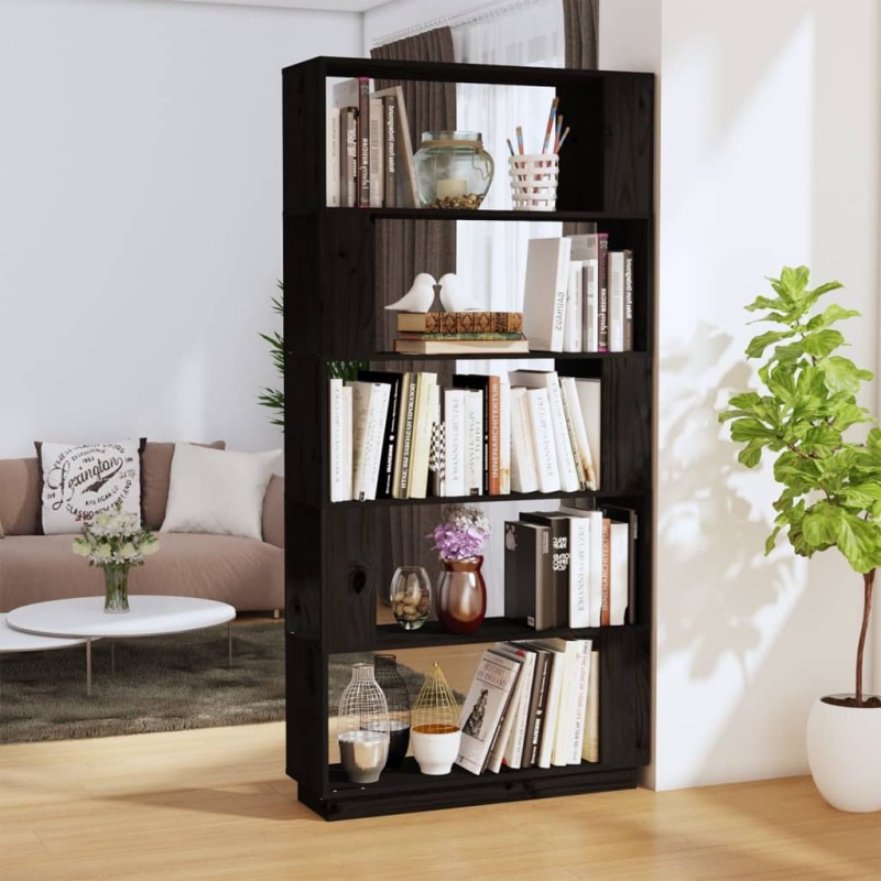 vidaXL Estantería/divisor de espacios madera pino negro 80x25x163,5 cm vidaXL Estantería/divisor de espacios madera pino negro 80x25x163,5 cm