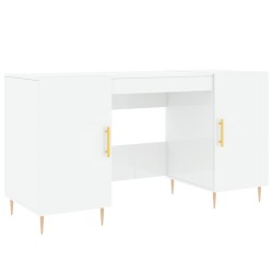 vidaXL Escritorio madera contrachapada blanco brillante 140x50x75 cm