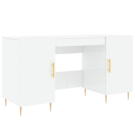 vidaXL Escritorio madera contrachapada blanco brillante 140x50x75 cm
