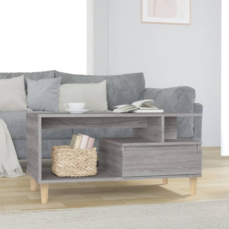 vidaXL Mesa de centro madera contrachapada gris Sonoma 90x49x45 cm vidaXL Mesa de centro madera contrachapada gris Sonoma 90x49x45 cm