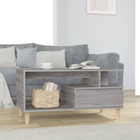 vidaXL Mesa de centro madera contrachapada gris Sonoma 90x49x45 cm
