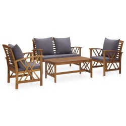 vidaXL Muebles de jardín 4 piezas con cojines madera maciza de acacia 