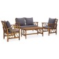 vidaXL Muebles de jardín 4 piezas con cojines madera maciza de acacia vidaXL Muebles de jardín 4 piezas con cojines madera maciza de acacia