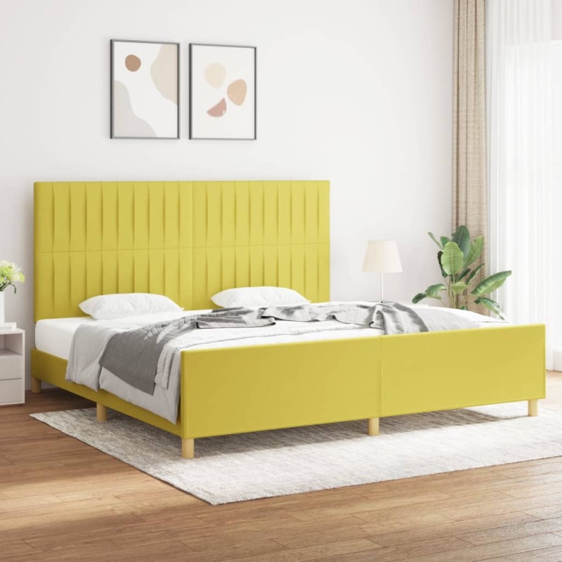 vidaXL Estructura de cama con cabecero de tela verde 200x200 cm vidaXL Estructura de cama con cabecero de tela verde 200x200 cm