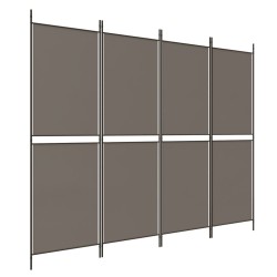 vidaXL Biombo divisor de 4 paneles de tela gris antracita 200x220 cm