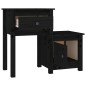 vidaXL Mesita de noche madera maciza de pino negro 79,5x38x65,5 cm