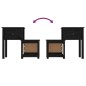 vidaXL Mesita de noche madera maciza de pino negro 79,5x38x65,5 cm