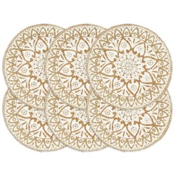 vidaXL Mantel individual 6 unidades redondo yute blanco 38 cm