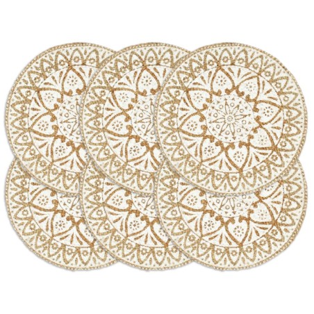 vidaXL Mantel individual 6 unidades redondo yute blanco 38 cm