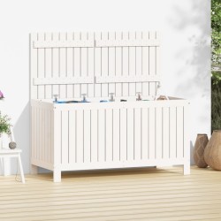 vidaXL Caja de almacenaje jardín madera de pino blanco 121x55x64 cm