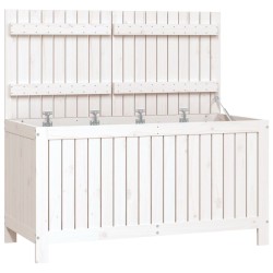 vidaXL Caja de almacenaje jardín madera de pino blanco 121x55x64 cm