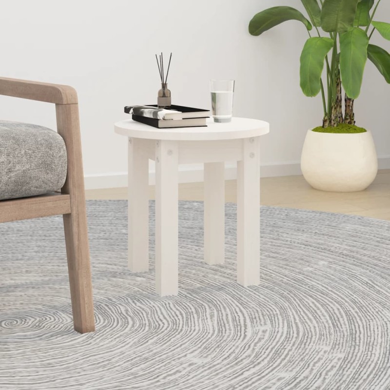vidaXL Mesa de centro de madera maciza de pino blanco Ø35x35 cm vidaXL Mesa de centro de madera maciza de pino blanco Ø35x35 cm