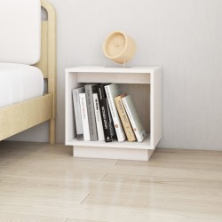 vidaXL Mesita de noche de madera maciza de pino blanco 40x30x40 cm